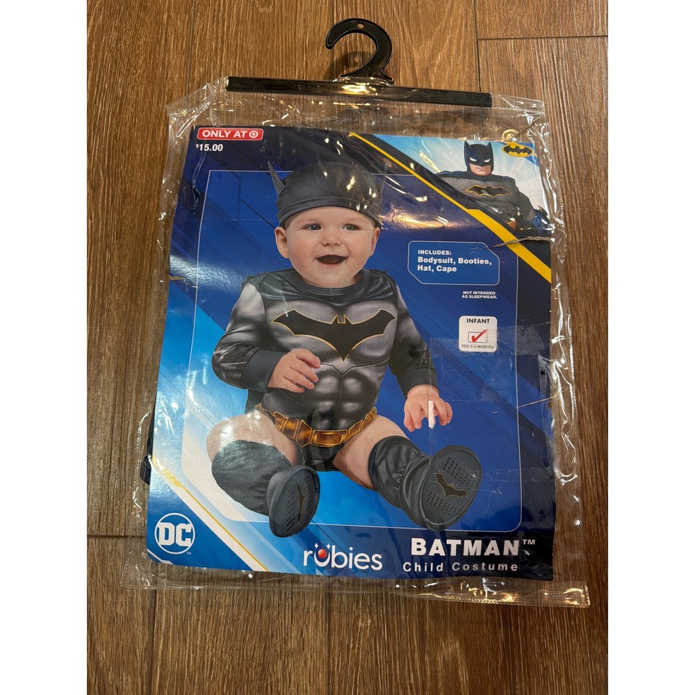 Rubies Batman Infant Costume Set Bodysuit Hat Cape Booties 0-6 Months DC Comics